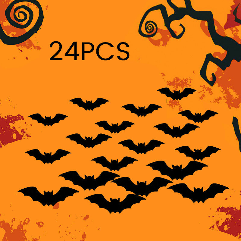 Halloween decorative items - 3D black bat wall stickers with LED lights