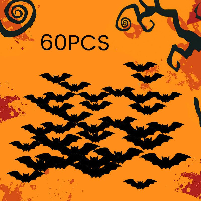 Halloween decorative items - 3D black bat wall stickers with LED lights