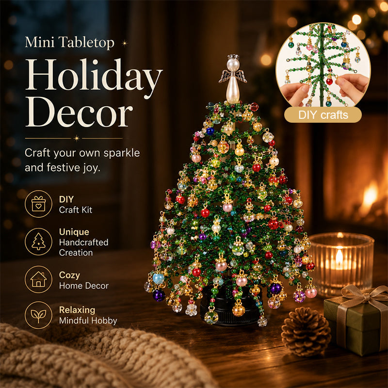 🎄✨Handmade Elegant Beaded Mini Christmas Tree | Collectible Premium Holiday Decor Kit