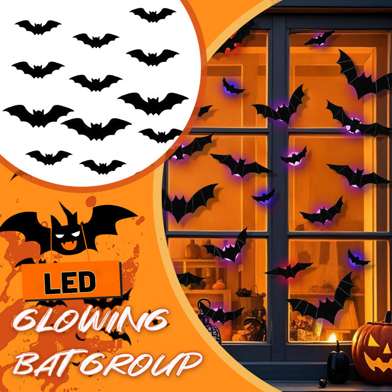 Halloween decorative items - 3D black bat wall stickers with LED lights
