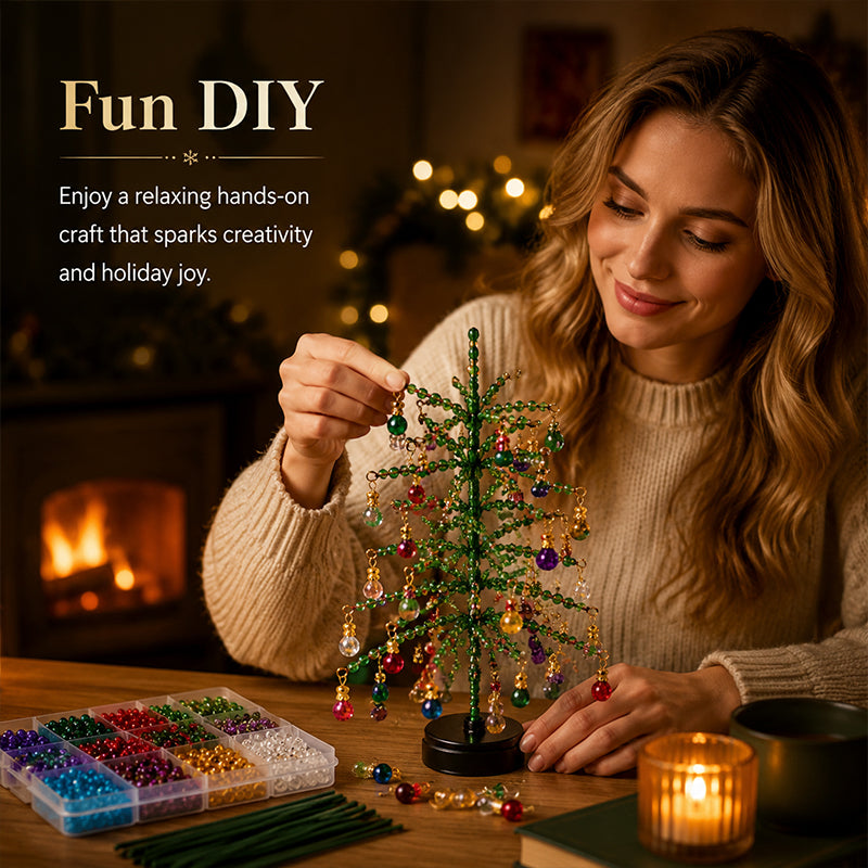 🎄✨Handmade Elegant Beaded Mini Christmas Tree | Collectible Premium Holiday Decor Kit