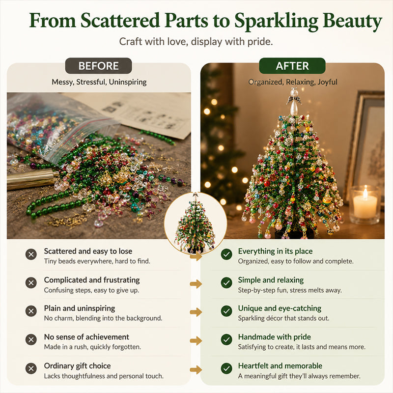 🎄✨Handmade Elegant Beaded Mini Christmas Tree | Collectible Premium Holiday Decor Kit