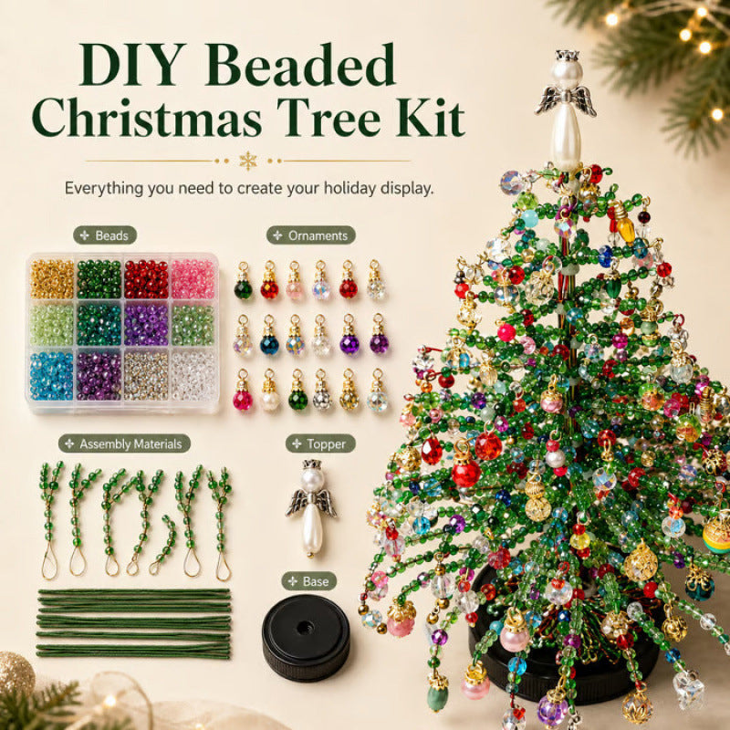 🎄✨Handmade Elegant Beaded Mini Christmas Tree | Collectible Premium Holiday Decor Kit