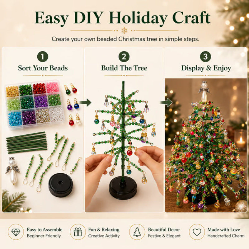 🎄✨Handmade Elegant Beaded Mini Christmas Tree | Collectible Premium Holiday Decor Kit
