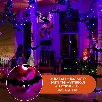 Halloween decorative items - 3D black bat wall stickers with LED lights