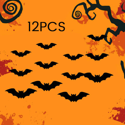 Halloween decorative items - 3D black bat wall stickers with LED lights
