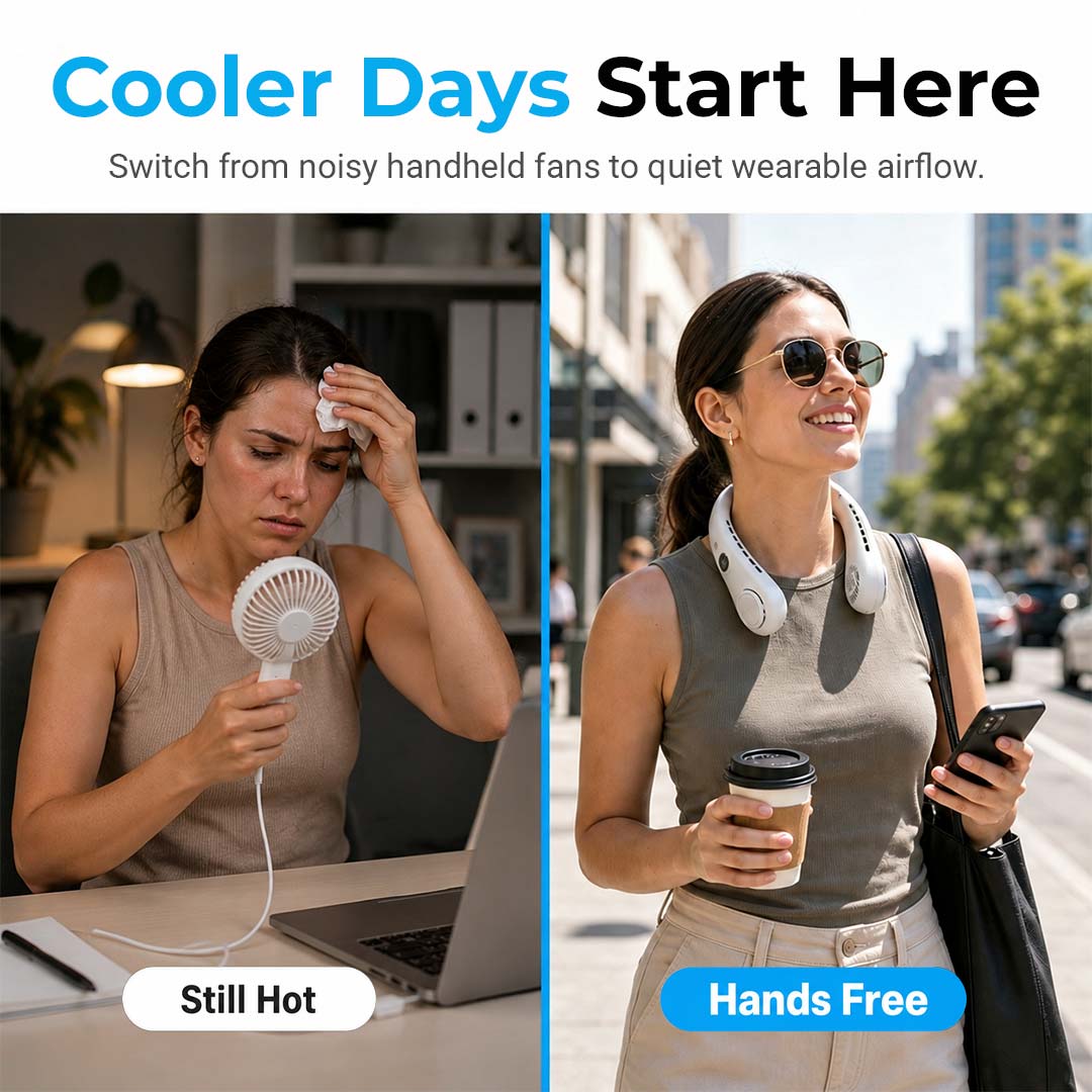🍃Portable Neck Fan – Hands-Free Cooling for Hot Summer Days