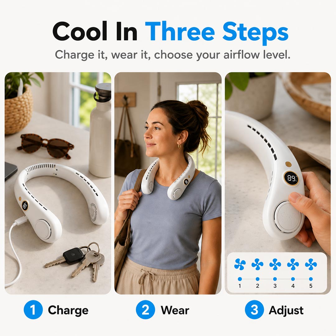 🍃Portable Neck Fan – Hands-Free Cooling for Hot Summer Days