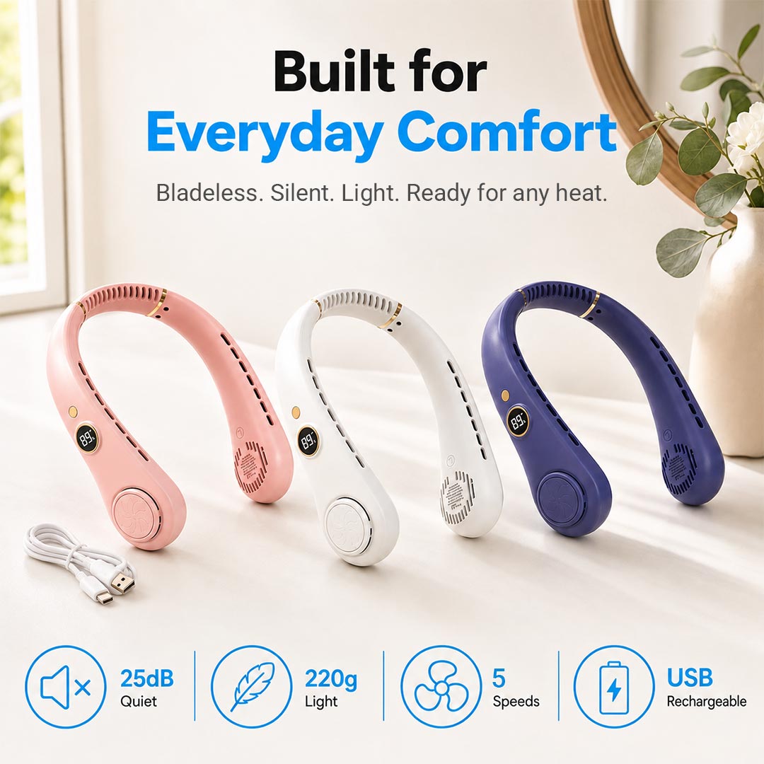 🍃Portable Neck Fan – Hands-Free Cooling for Hot Summer Days